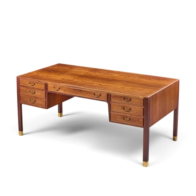 Ole Wancher Ole Wanscher for AJ Iversen Mid Century Danish Rosewood and Brass Desk