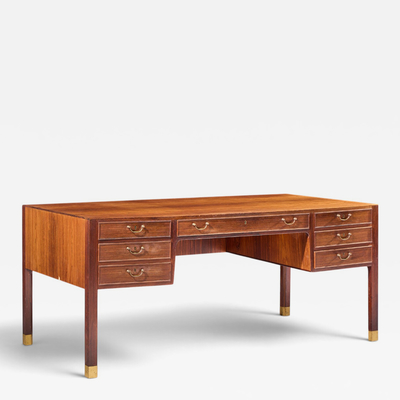 Ole Wancher Ole Wanscher for AJ Iversen Mid Century Danish Rosewood and Brass Desk