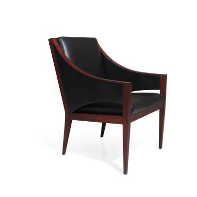 Ole Wanscher Mahogany Leather Lounge Chairs c 1948 Denmark