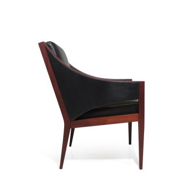 Ole Wanscher Mahogany Leather Lounge Chairs c 1948 Denmark