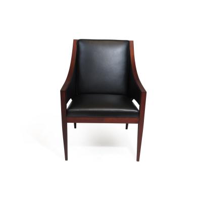 Ole Wanscher Mahogany Leather Lounge Chairs c 1948 Denmark