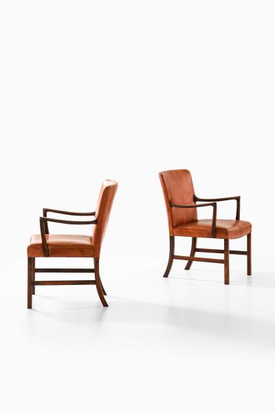 Ole Wanscher Pair of Armchairs in Leather and Rosewood by Ole Wanscher 1950s