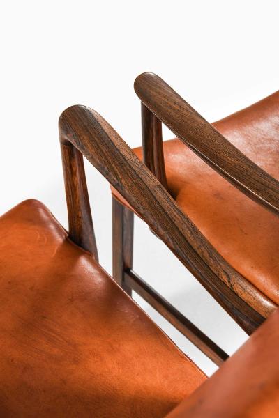 Ole Wanscher Pair of Armchairs in Leather and Rosewood by Ole Wanscher 1950s