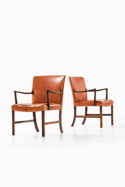 Ole Wanscher Pair of Armchairs in Leather and Rosewood by Ole Wanscher 1950s