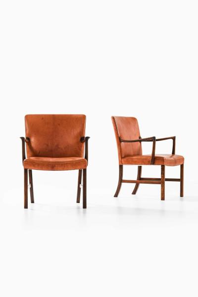 Ole Wanscher Pair of Armchairs in Leather and Rosewood by Ole Wanscher 1950s