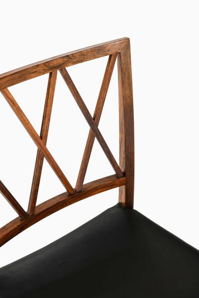 Ole Wanscher Set of 6 Dining Chairs in Leather and Rosewood by Ole Wanscher 1950s