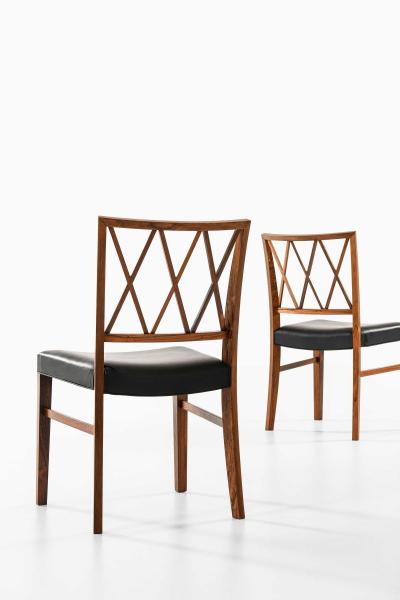 Ole Wanscher Set of 6 Dining Chairs in Leather and Rosewood by Ole Wanscher 1950s
