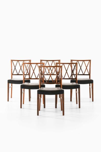 Ole Wanscher Set of 6 Dining Chairs in Leather and Rosewood by Ole Wanscher 1950s