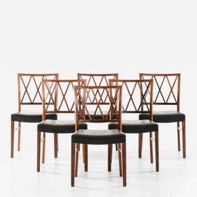 Ole Wanscher Set of 6 Dining Chairs in Leather and Rosewood by Ole Wanscher 1950s
