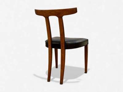 Ole Wanscher Teak Leatherette T Back Occasional Chairs Denmark 1960s