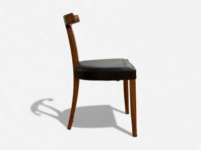 Ole Wanscher Teak Leatherette T Back Occasional Chairs Denmark 1960s