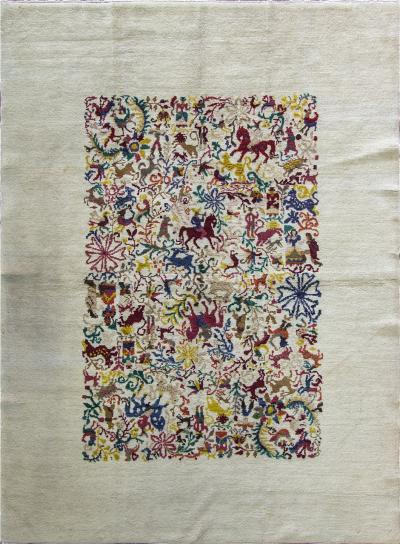 Olga Fisch Carpet Caceria The Hunt Hungary Ecuador circa 1950