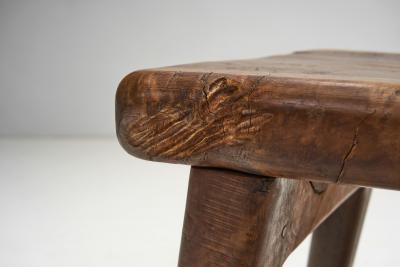 Olive Wood Sculptural High Back French Chairs France 1970s