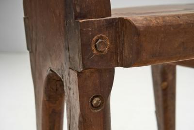 Olive Wood Sculptural High Back French Chairs France 1970s