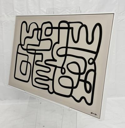 Oliver Gal Abstract Line Art Painting Framed Acrylic Canvas Miami Pop Art