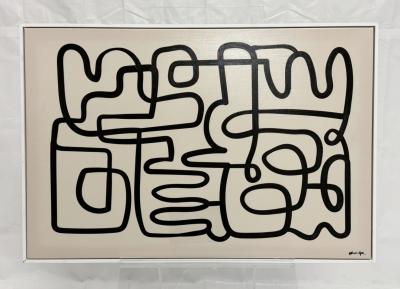 Oliver Gal Abstract Line Art Painting Framed Acrylic Canvas Miami Pop Art