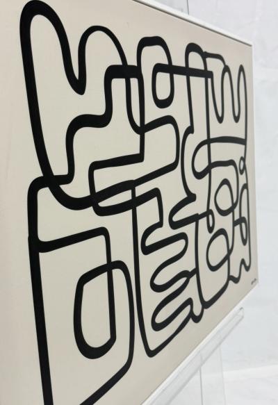 Oliver Gal Abstract Line Art Painting Framed Acrylic Canvas Miami Pop Art