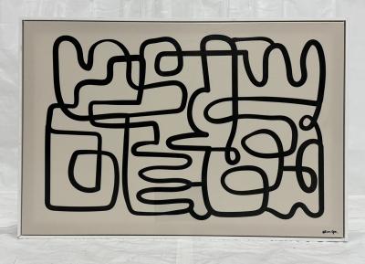 Oliver Gal Abstract Line Art Painting Framed Acrylic Canvas Miami Pop Art