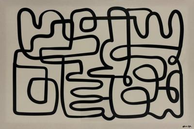 Oliver Gal Abstract Line Art Painting Framed Acrylic Canvas Miami Pop Art
