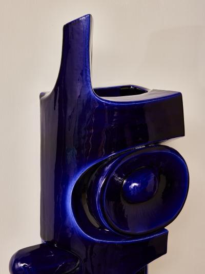 Olivia Cognet Pair of Sculptural Cobalt Blue Glazed Ceramic Wall Sconces by Olivia Cognet