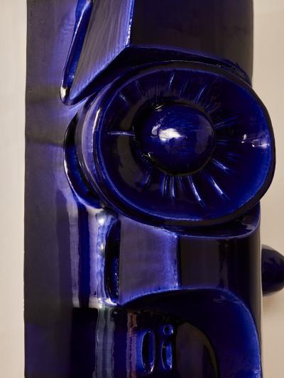 Olivia Cognet Pair of Sculptural Cobalt Blue Glazed Ceramic Wall Sconces by Olivia Cognet