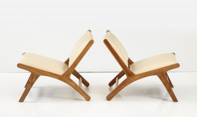Olivier de Schrijver Olivier De Schrijver Pair of Oak and Leather Chairs Signed Numbered
