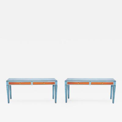 Olivier de Schrijver Olivier de Schrijver signed pair of large mirrored console tables 1990s