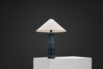 Olle Alberius Blue Glaze Table Lamp by Olle Alberius for R rstrand Second Half of the 20th C