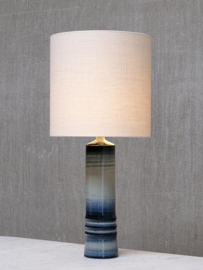 Olle Alberius Olle Alberius Large Gradient Blue Ceramic Table Lamp R rstrand Sweden 1960s