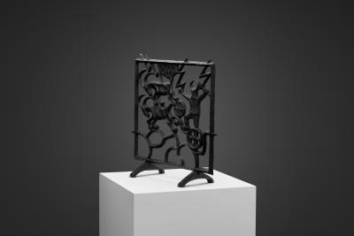 Olle Hermansson Cast Iron Sculptural Firescreen by Olle Hermansson Sweden Mid 20th Century