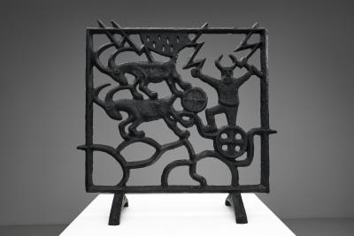 Olle Hermansson Cast Iron Sculptural Firescreen by Olle Hermansson Sweden Mid 20th Century