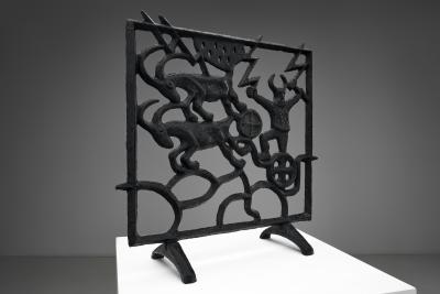 Olle Hermansson Cast Iron Sculptural Firescreen by Olle Hermansson Sweden Mid 20th Century