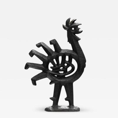 Olle Hermansson Olle Hermansson Husqvarna Cast Iron Rooster Sculpture Sweden 1960s