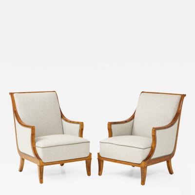 Olof Carl Malmquist Pair of Carl Malmsten Birchwood Armchairs circa 1930s
