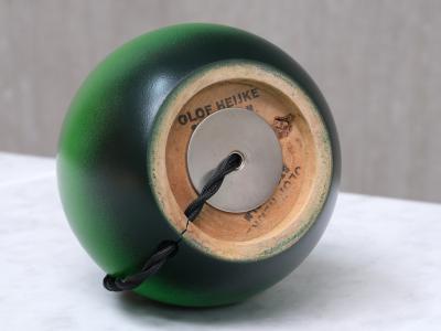 Olof Heijke Table Lamp by Olof Heijke Green Lacquered Wood and Nickel Sweden circa 1930s