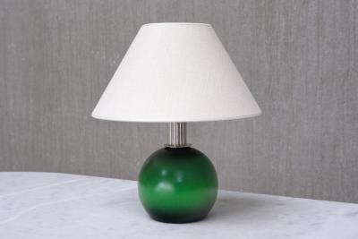 Olof Heijke Table Lamp by Olof Heijke Green Lacquered Wood and Nickel Sweden circa 1930s