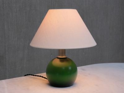 Olof Heijke Table Lamp by Olof Heijke Green Lacquered Wood and Nickel Sweden circa 1930s