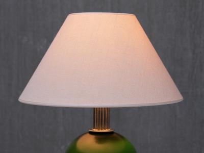 Olof Heijke Table Lamp by Olof Heijke Green Lacquered Wood and Nickel Sweden circa 1930s