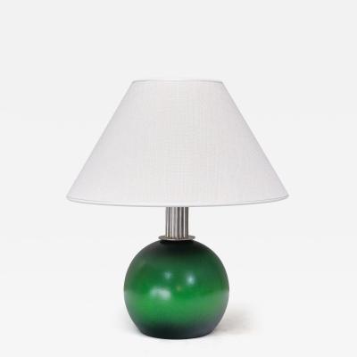Olof Heijke Table Lamp by Olof Heijke Green Lacquered Wood and Nickel Sweden circa 1930s