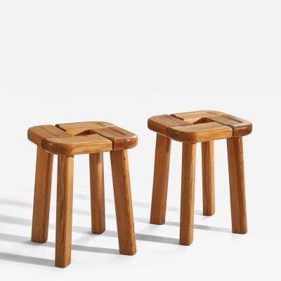 Olof Ottelin Attribution Stools in Solid Pine Finland 1960s