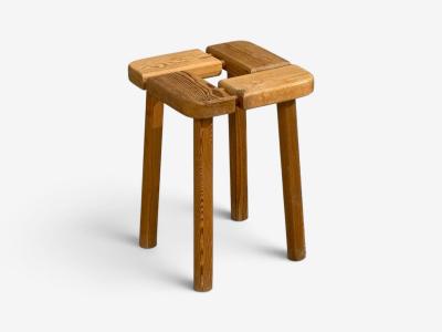 Olof Ottelin attr Finnish Mid Century Modern Stool Pine Finland 1950s