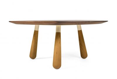 Oluf Lund Walnut Oak Round Coffee Table by Oluf Lund Denmark 2018