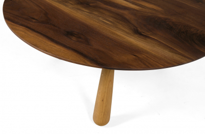 Oluf Lund Walnut Oak Round Coffee Table by Oluf Lund Denmark 2018