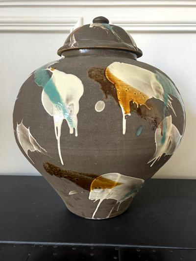 Onda Yaki Large Japanese Contemporary Ceramic Jar from Onda Yaki Kiln