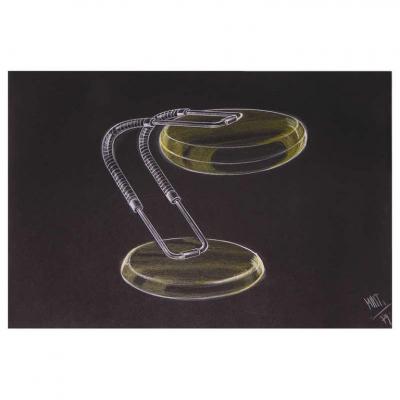 One 1979 Mattioli Italian Design Drawing for a Modern Green Desk Light Project