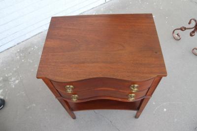 One Chippendale Mahogany Serpentine Front 2 Drawer Side Table