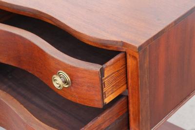 One Chippendale Mahogany Serpentine Front 2 Drawer Side Table