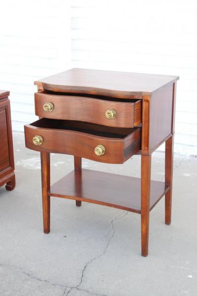 One Chippendale Mahogany Serpentine Front 2 Drawer Side Table