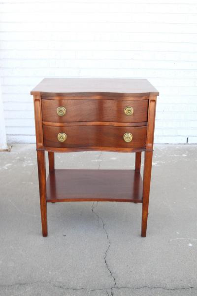 One Chippendale Mahogany Serpentine Front 2 Drawer Side Table