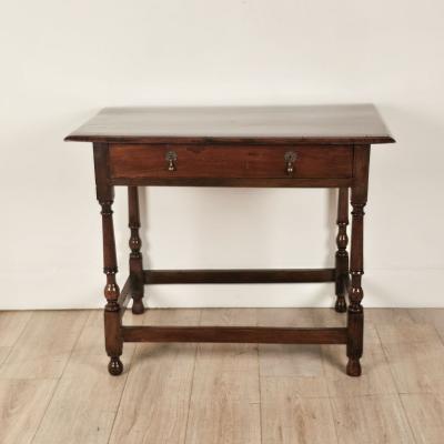 One Drawer Walnut Tavern Table English or American circa 1720